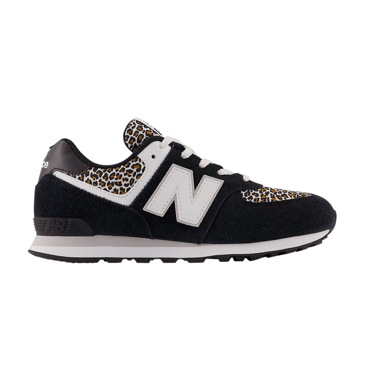 New Balance 574 Big Kid 'Leopard' — Black/Rain Cloud