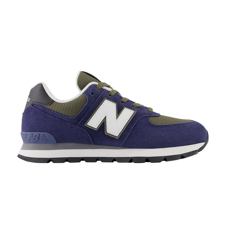 New Balance 574 Big Kid Wide 'Team Navy Dark Moss' — Team Navy/Dark Moss