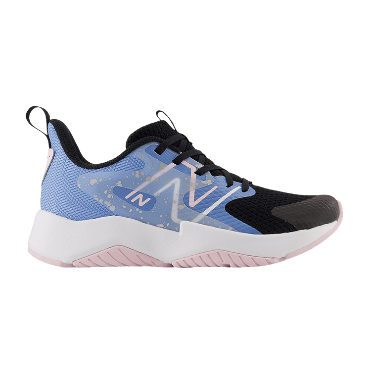 New Balance Rave Run v2 Big Kid 'Black Blue Laguna Paint Splatter' — Black/Blue Laguna/Light Raspberry