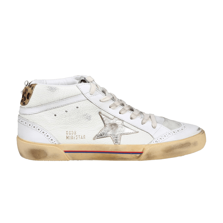 Golden Goose Mid Star 'White Leopard' — Cream/Beige/Brown