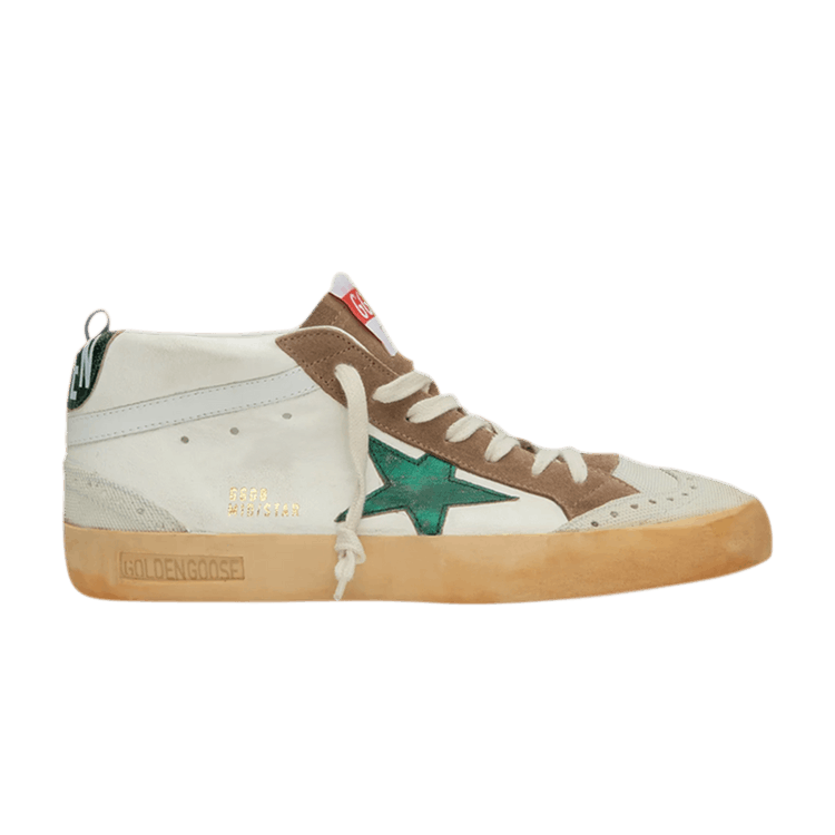 Golden Goose Mid Star 'White Cream Green' — White/Cream/Tobacco/Green