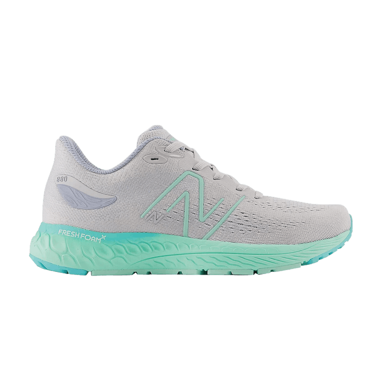 New Balance Fresh Foam X 880v12 Big Kid Wide 'Light Aluminum Bright Mint' — Light Aluminum/Bright Mint
