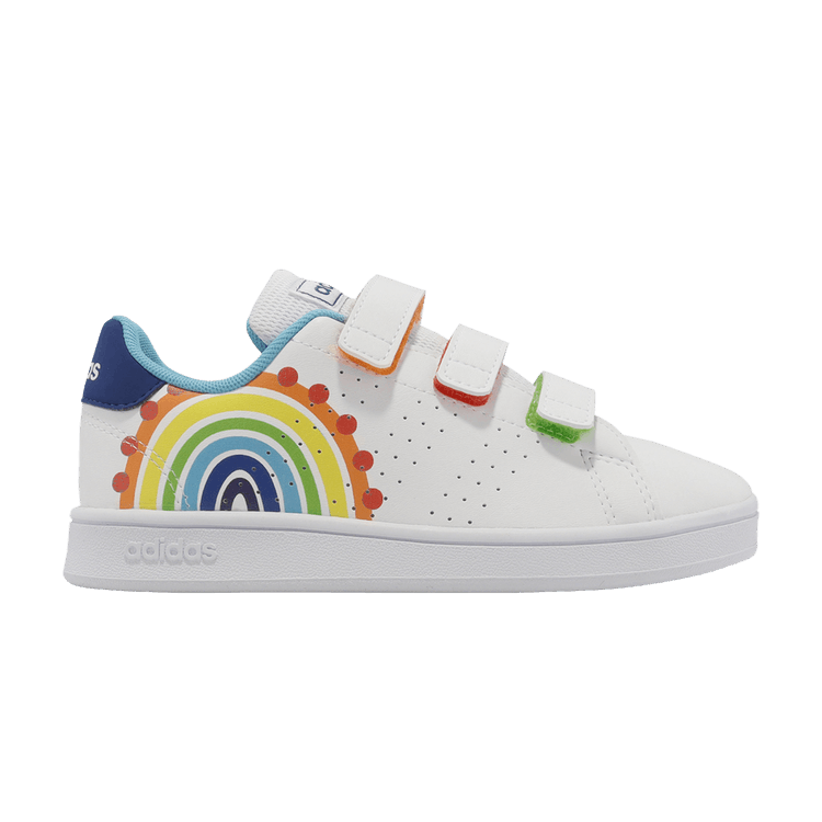 Adidas Advantage Court Hook &amp; Loop J 'Rainbow' — Cloud White/Royal Blue/Bright Cyan
