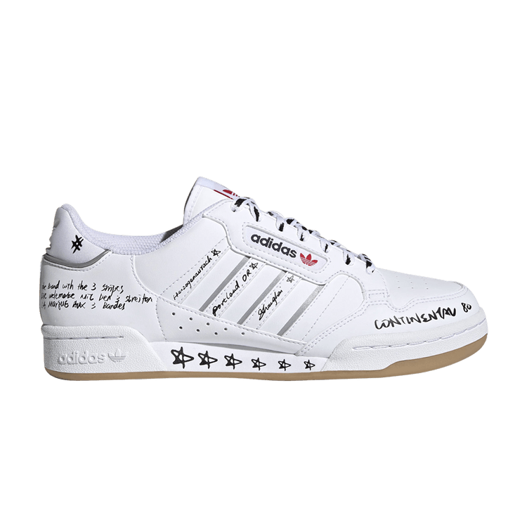 Adidas Continental 80 Stripes 'Sharpie Pack - White' — Cloud White/Grey Two/Vivid Red