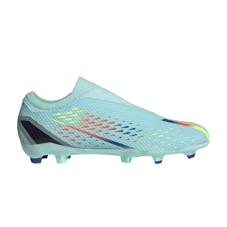 Adidas X Speedportal.3 Laceless FG 'Al Rihla Pack - Clear Aqua' — Clear Aqua/Power Blue/Solar Yellow