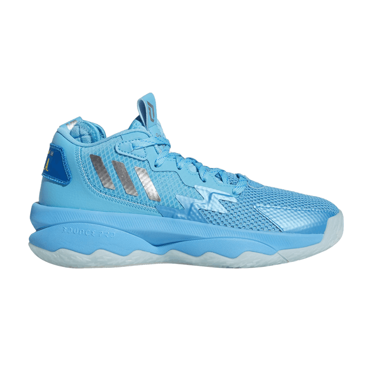 Adidas Dame 8 J 'Young Dolla' — Signal Cyan/Silver Metallic/Shock Cyan
