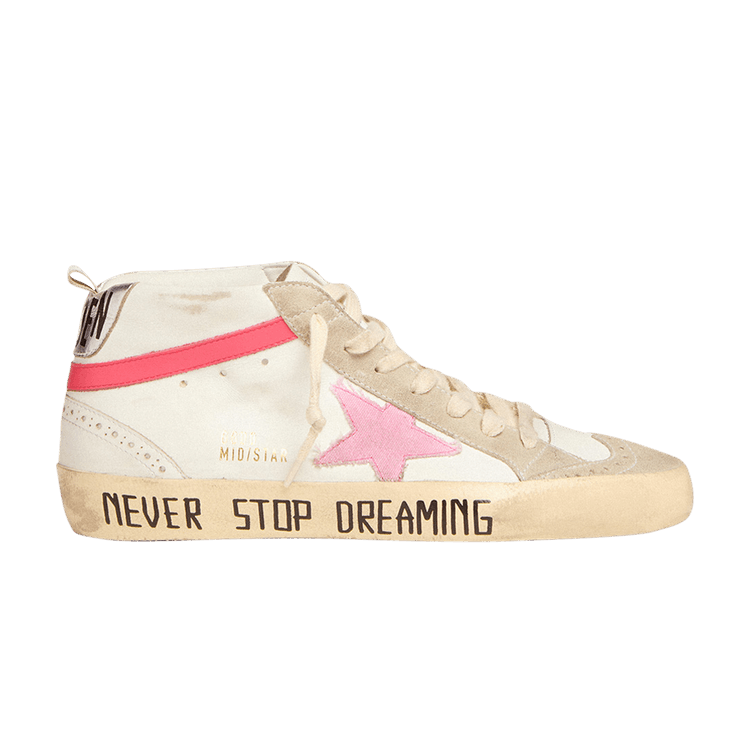 Golden Goose Wmns Mid Star 'Never Stop Dreaming' — White/Ice/Baby Pink