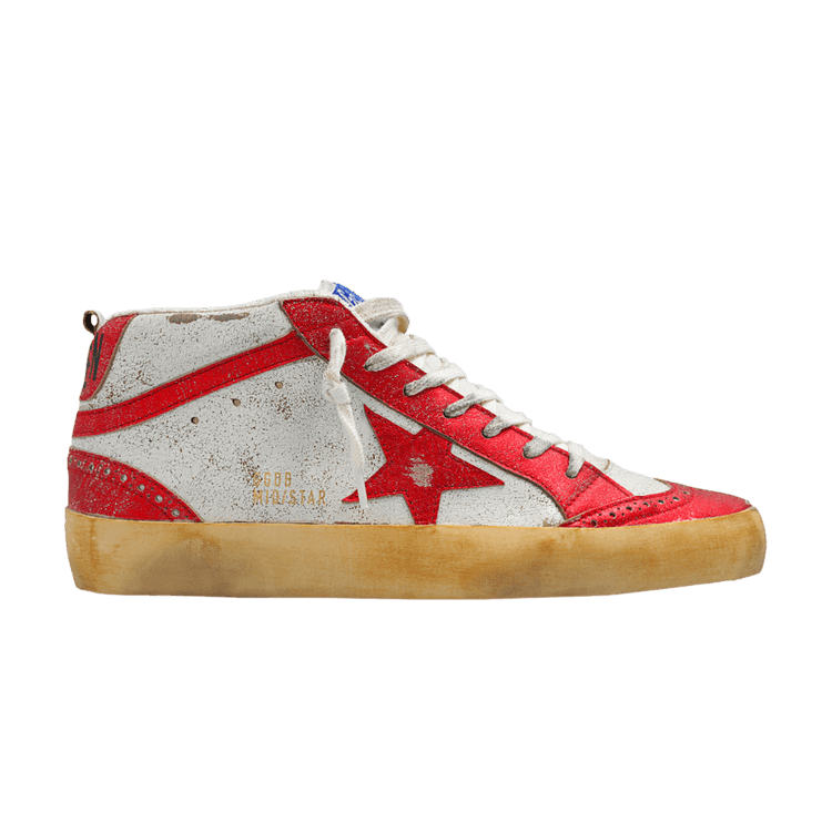 Golden Goose Wmns Mid Star 'Wave Sparkle - Red' — Cream/Red