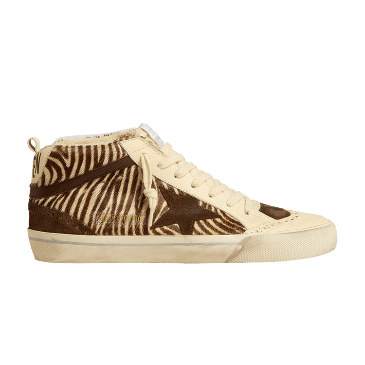 Golden Goose Wmns Mid Star 'Zebra Print' — Cream/Brown
