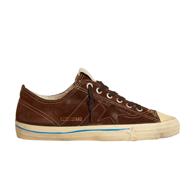 Golden Goose Wmns V-Star LTD 'Dark Brown White Stitching' — Dark Brown/White/Light Blue
