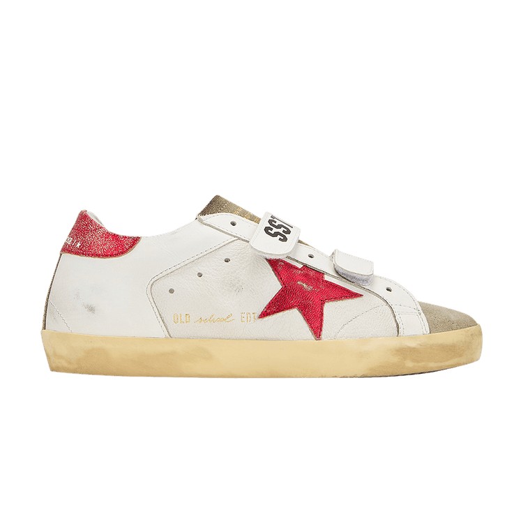 Golden Goose Wmns Old School 'White Taupe Red' — White/Taupe/Red