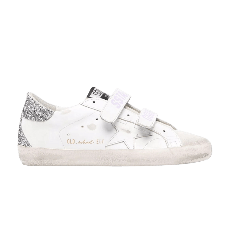 Golden Goose Wmns Old School Touch-Strap 'White Silver Glitter' — White/Silver