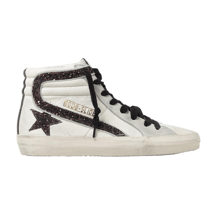 Golden Goose Wmns Slide Sneaker 'White Black Glitter' — White/Brown/Black