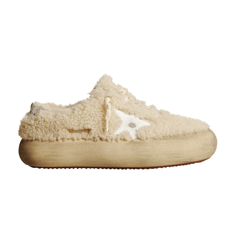 Golden Goose Wmns Space Star 'Beige Shearling' — Beige/White/Silver Metallic