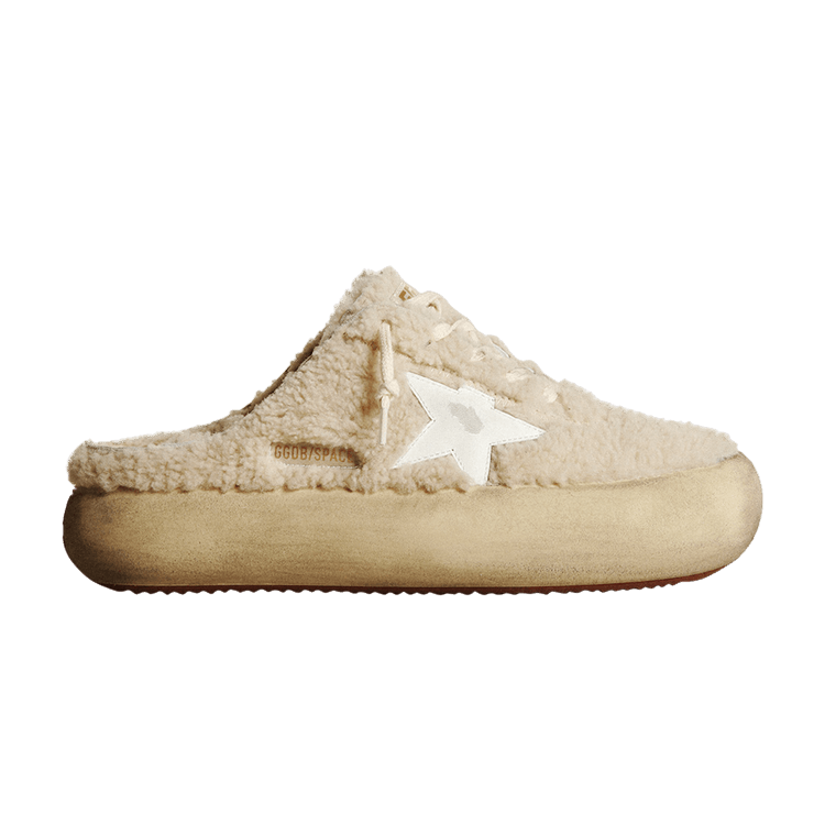 Golden Goose Wmns Space Star Sabot 'Beige Shearling' — Beige/White