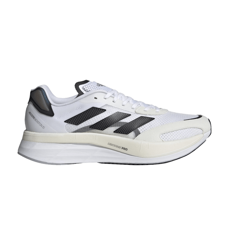 adidas Adizero Boston 10 'White Black' — Cloud White/Core Black/Silver Metallic