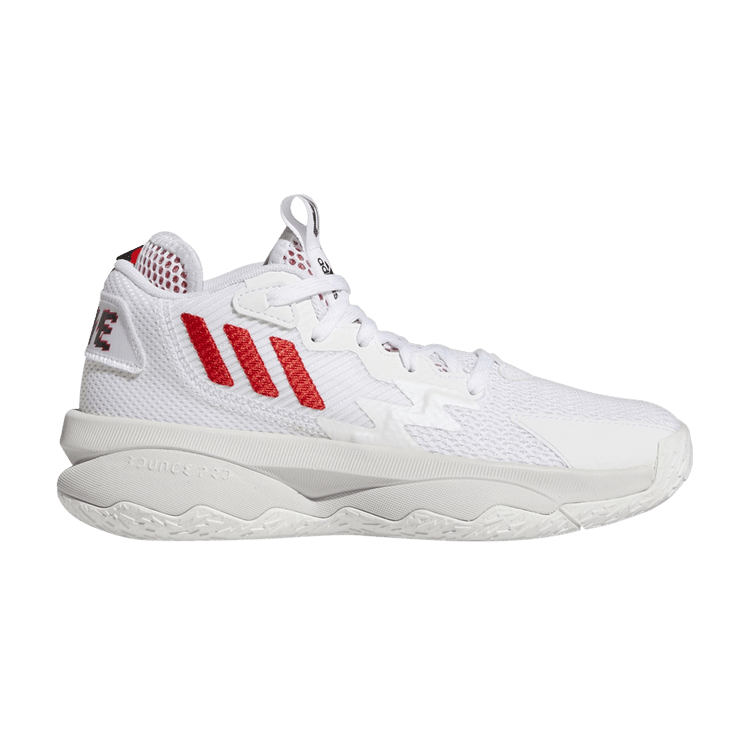 Adidas Dame 8 J 'Dame Time - White Vivid Red' — Cloud White/Vivid Red/Core Black