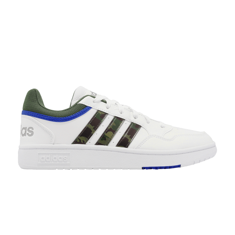 Adidas Hoops 3.0 Low 'White Green Oxide Camo' — Cloud White/Green Oxide/Royal Blue