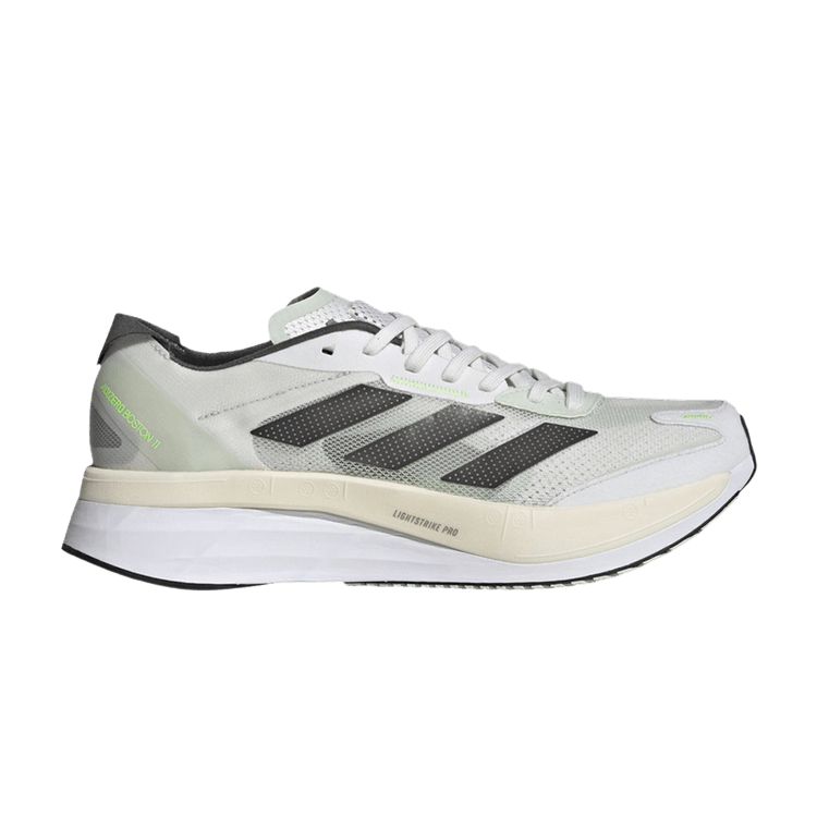 Adidas Adizero Boston 11 'Crystal White Night Metallic' — Crystal White/Night Metallic/Linen Green