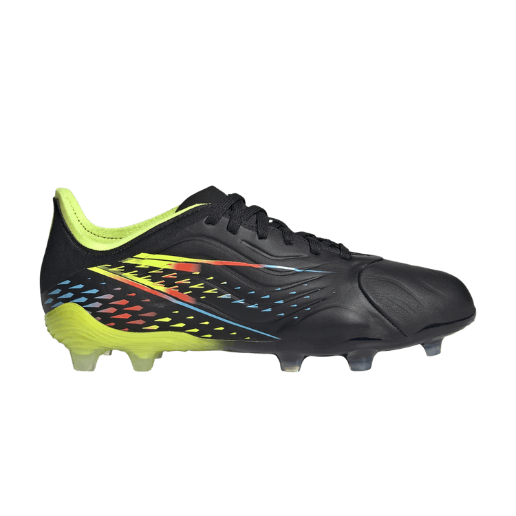 Adidas Copa Sense.1 FG J 'Al Rihla Pack - Black' — Core Black/Bright Cyan/Team Solar Yellow