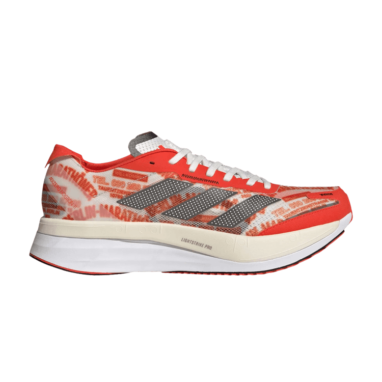 Adidas Adizero Boston 11 'Berlin Marathöner' — Crystal White/Core Black/Bold Orange