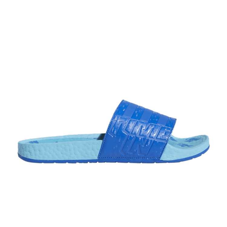 Ninja x adidas Adilette Boost Slide 'Time In - Blue Signal Cyan' — Signal Cyan/Cloud White/Glow Pink