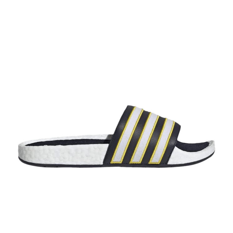 Adidas Adilette Boost Slide 'White Legend Ink' — Cloud White/Legend Ink/Yellow