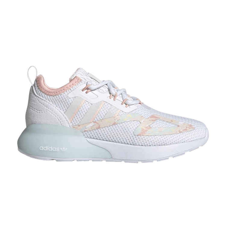 Adidas ZX 2K Little Kid 'White Haze Coral' — Cloud White/Cloud White/Haze Coral