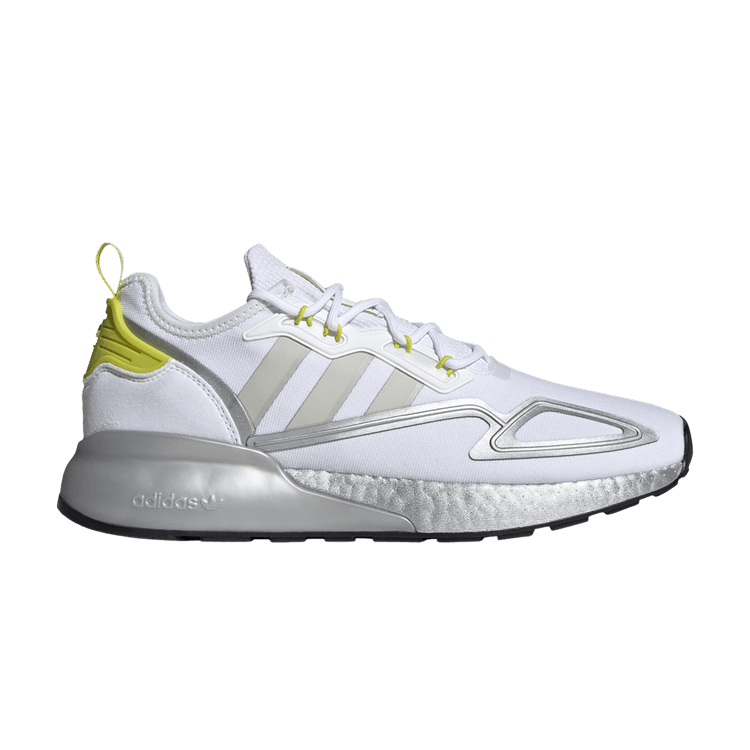 Adidas ZX 2K Boost 'White Silver Metallic' — Cloud White/Grey One/Acid Yellow
