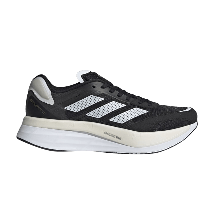 Adidas Wmns Adizero Boston 10 'Black White' — Core Black/Cloud White/Gold Metallic