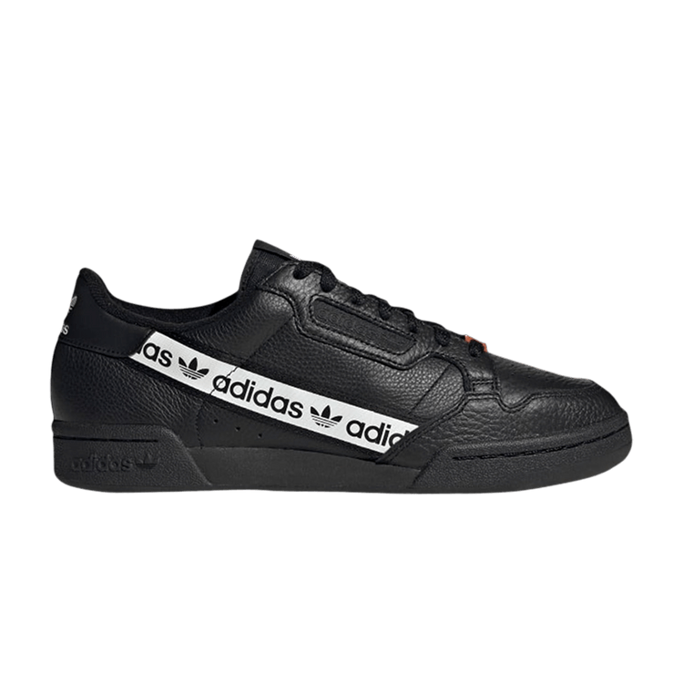 Adidas Continental 80 'Wordmark Side Stripe - Black White' — Core Black/Cloud White/Orange