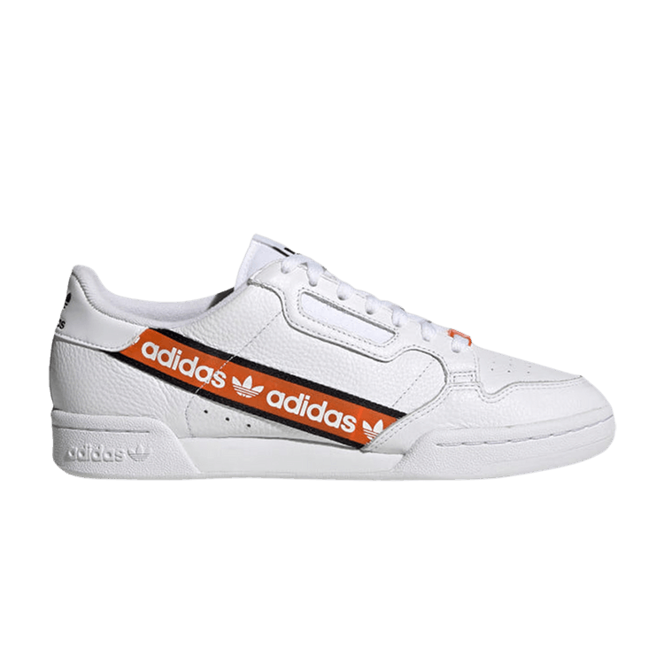Adidas Continental 80 'Wordmark Side Stripe - White Orange' — Cloud White/Core Black/Orange