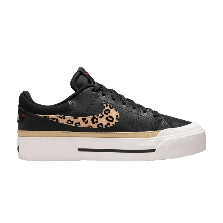 Nike Wmns Court Legacy Lift 'Leopard Print Swoosh' — Black/Sail/Picante Red/Khaki