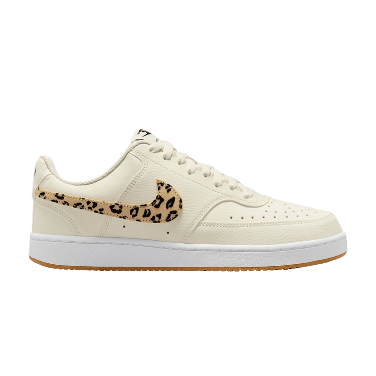 Nike Wmns Court Vision Low 'Animal Print Swoosh' — Sail/White/Flax/Black