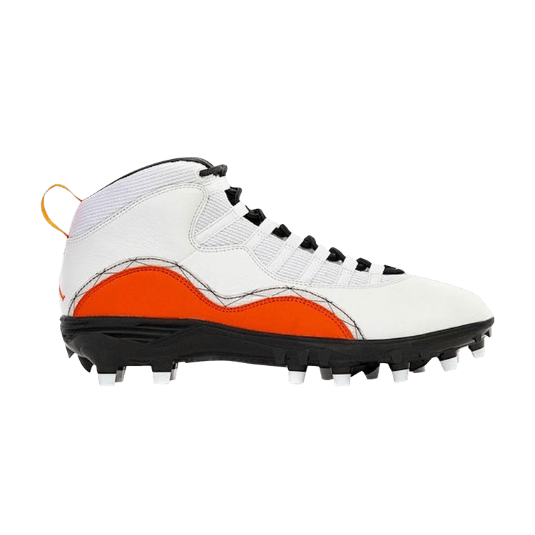 Solefly x Air Jordan 10 Retro Cleat 'Super Bowl' PE — White/University Orange/Black