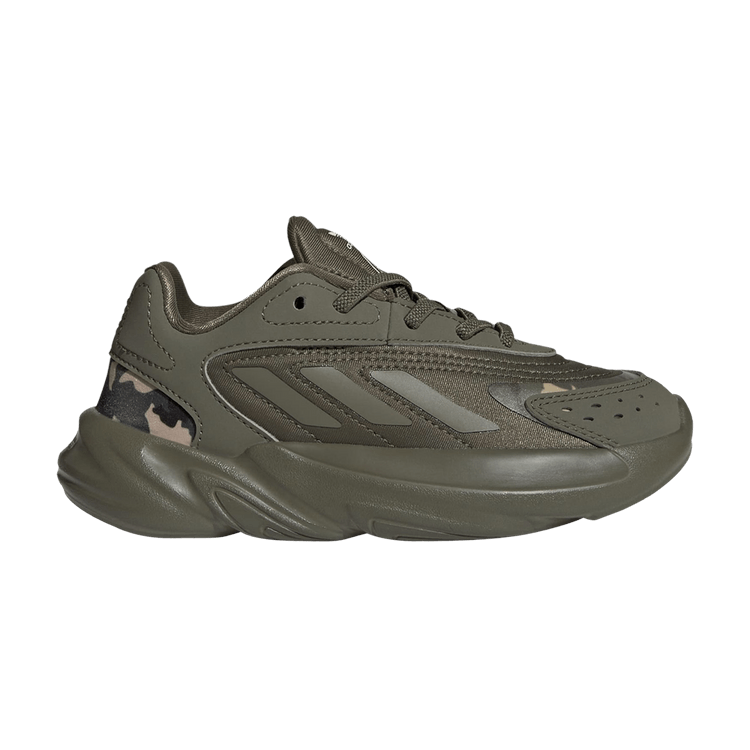 Adidas Ozelia Little Kid 'Olive Strata Camo' — Olive Strata/Olive Strata/Aluminium