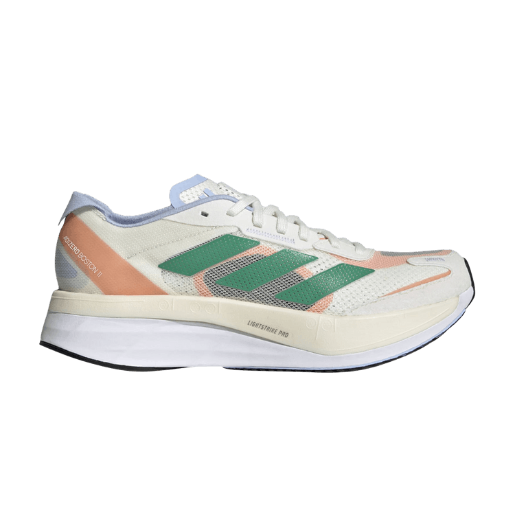 Adidas Wmns Adizero Boston 11 'White Tint Court Green' — White Tint/Court Green/Coral Fusion