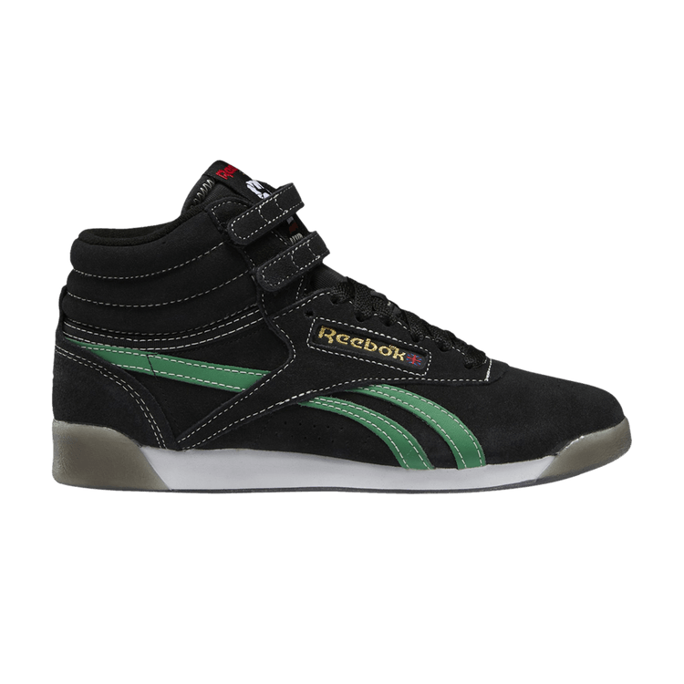 Reebok Wmns Freestyle High 'Human Rights Now! - Black Green' — Core Black/Glen Green/Vector Red