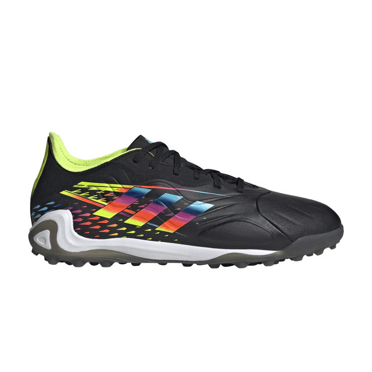 Adidas Copa Sense.1 TF 'Al Rihla Pack - Black' — Core Black/Bright Cyan/Team Solar Yellow