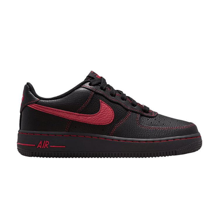 Nike Air Force 1 LV8 GS 'Black/Black/Black/University Red' — Black/Black/Black/University Red