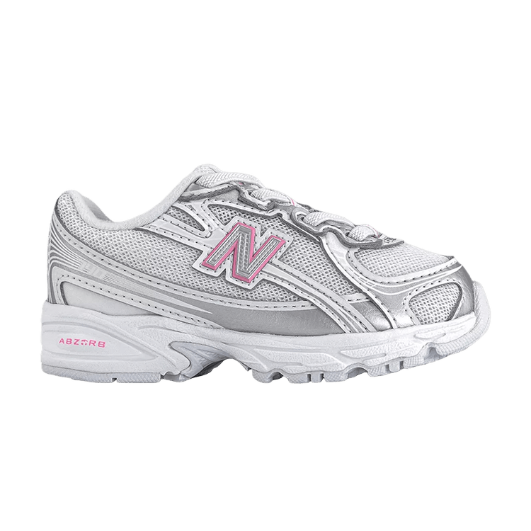 New Balance 740 Bungee Lace Toddler 'Silver Metallic Signal Pink' — Silver Metallic / Signal Pink