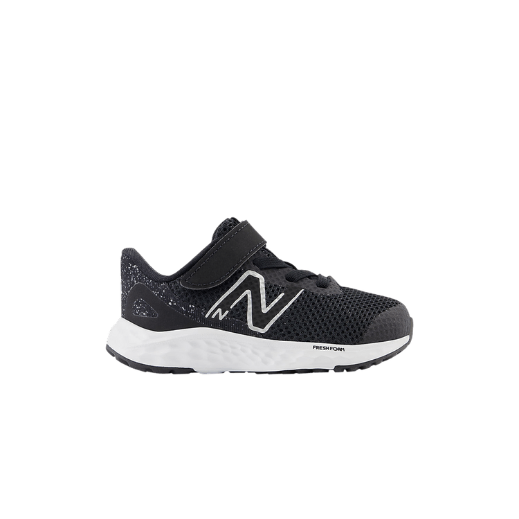 New Balance Fresh Foam Arishi v4 Bungee Lace Top Strap Toddler X-Wide 'Black Silver Metallic' — Black/White/Silver Metallic