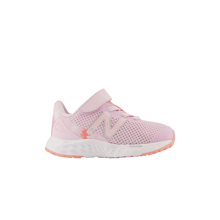 New Balance Fresh Foam Arishi v4 Bungee Lace Top Strap Toddler Wide 'Raspberry Tie-Dye' — Light Raspberry/Grapefruit
