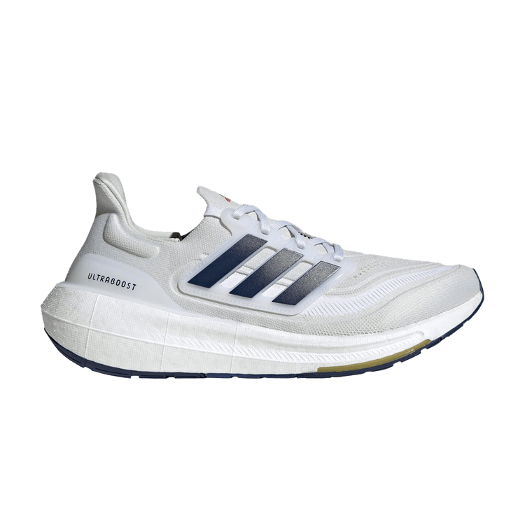 adidas UltraBoost Light 'White Dark Blue' — Crystal White/Dark Blue/Gold Metallic