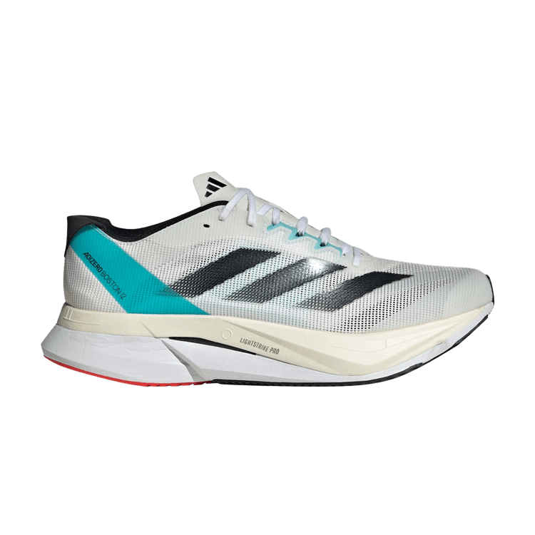 Adidas Adizero Boston 12 'White Light Aqua' — Cloud White/Core Black/Light Aqua