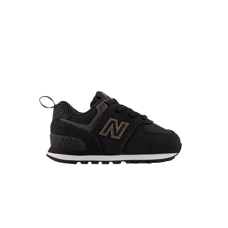 New Balance 574 Bungee Lace Toddler 'Black Metallic' — Black/Black Metallic