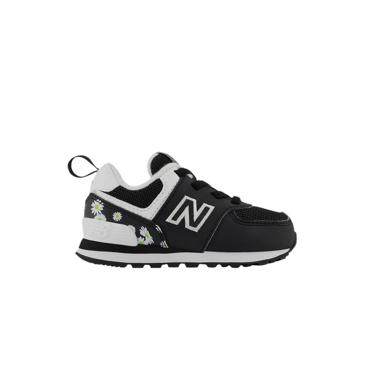 New Balance 574 Bungee Toddler 'Black Florals' — Black/Lemonade