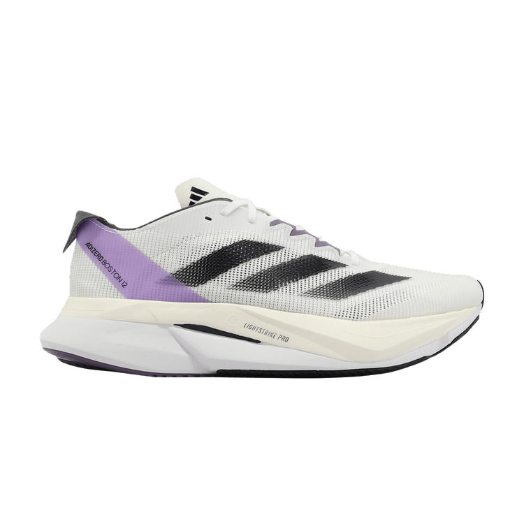 Adidas Wmns Adizero Boston 12 'White Shadow Violet' — Cloud White/Core Black/Shadow Violet