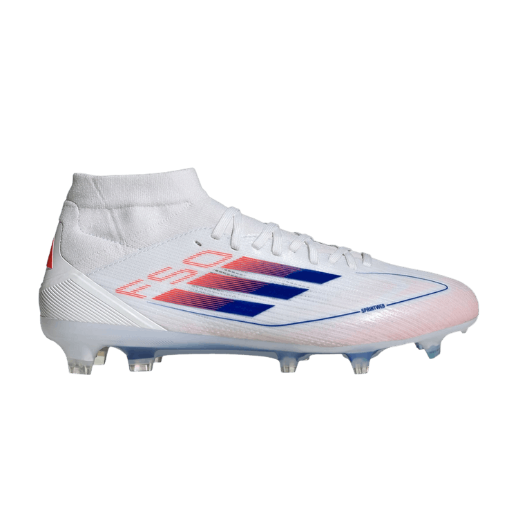 Adidas Wmns Adizero F50 Pro Mid FG 'Advancement Pack' — Cloud White/Lucid Blue/Solar Red