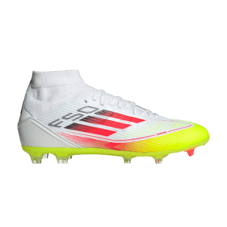 adidas Wmns Adizero F50 League Mid FG MG 'Pure Victory Pack' — Cloud White/Lucid Red/Solar Yellow